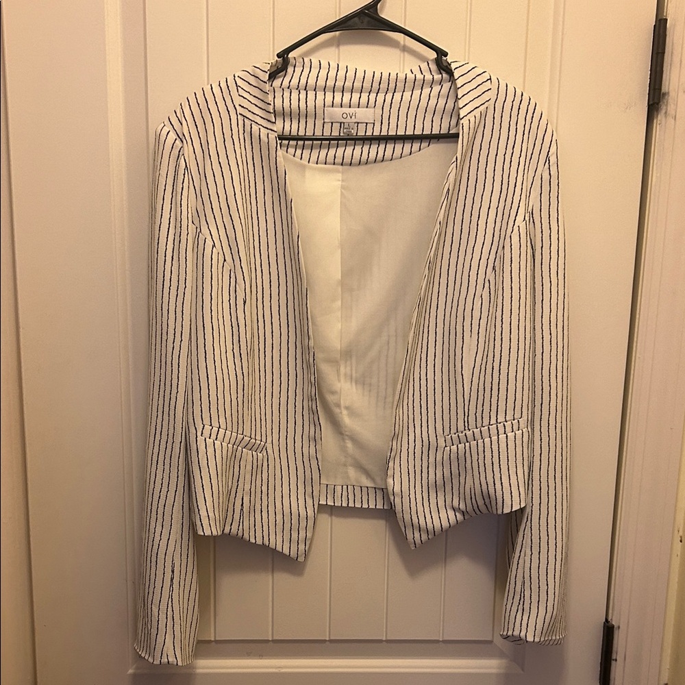 Ovi Women's Black and White Striped Blazer